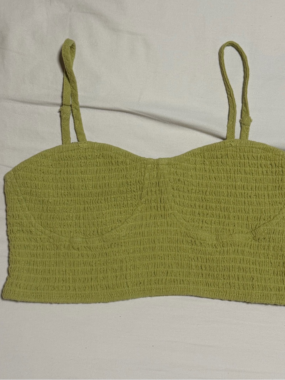 Kendall + Kylie Olive Smocked Bustier Crop Top - Women